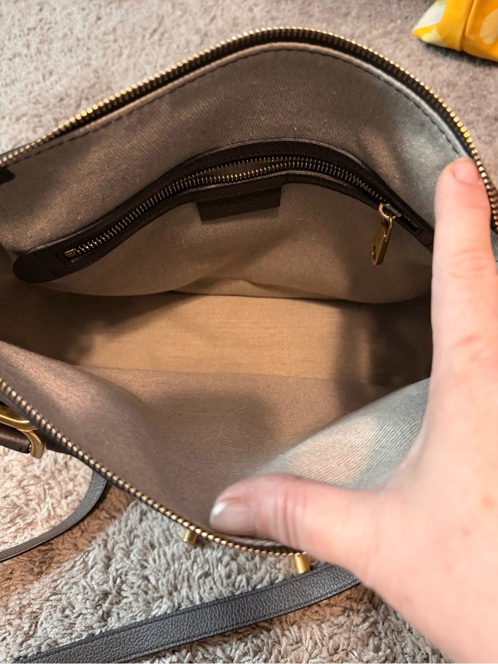 Chloé Marcie Medium Satchel Brown Pebbled Leather Gold Hardware Crossbody - Picture 6 of 14